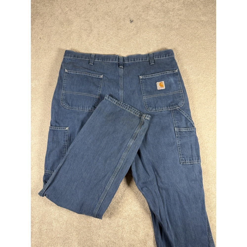 Carhartt Vtg Carpenter Jeans Mens 38x32 Blue Work Dungarees Casual Denim B13 DST
